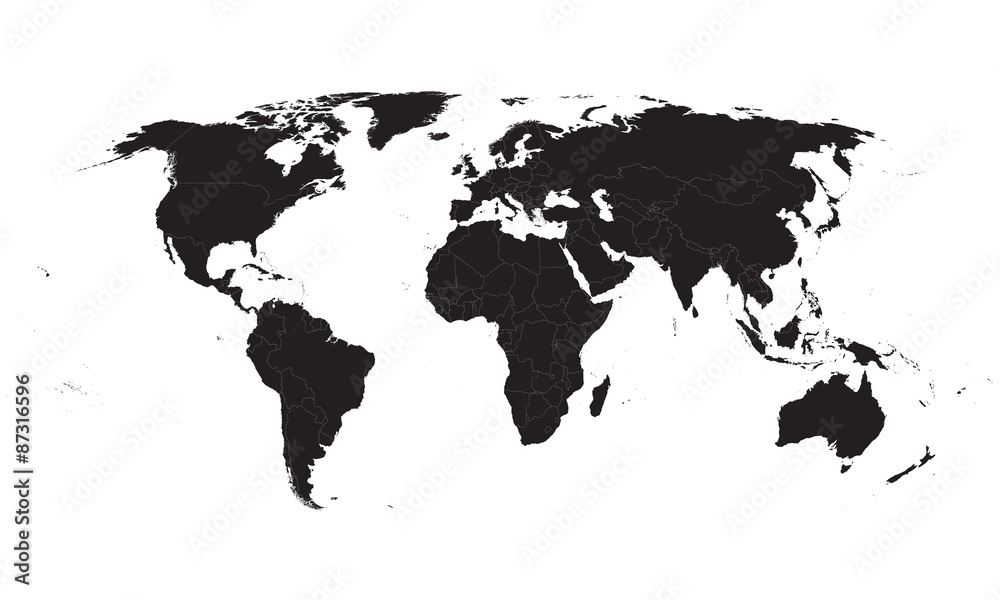 printable world map with countries black and white