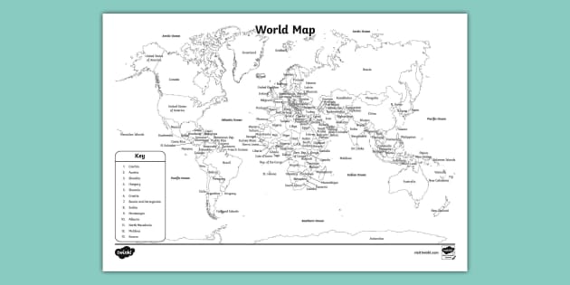 World Map Outline with Countries Poster | Twinkl - Twinkl