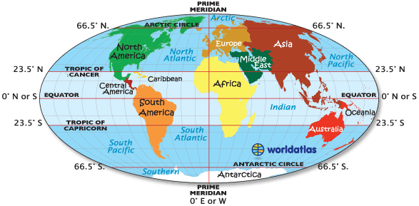 printable world map with equator and prime meridian