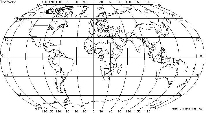 printable world map with latitude and longitude and countries