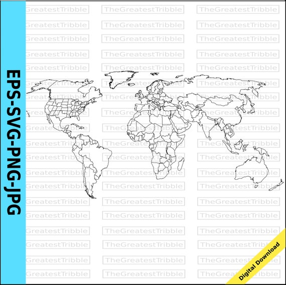 World Map World Countries and US States Map Eps Svg Png Jpg Vector ...