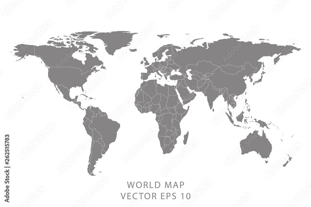 Photo &  Art Print Detailed world map with borders of states, mas0380