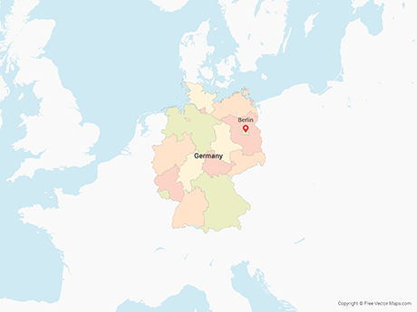 Printable Vector Map of Germany with States - Multicolor | Free ...