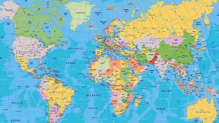 World map country names Poster Paper Print (18 inch X 12 inch ...