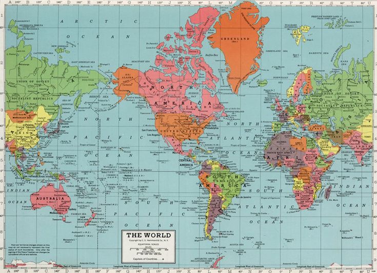 World map digital print. PRINTABLE map poster. Antique school ...