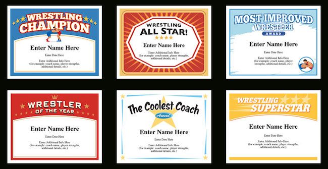 Wrestling Certificate Templates for Awards and Recognition