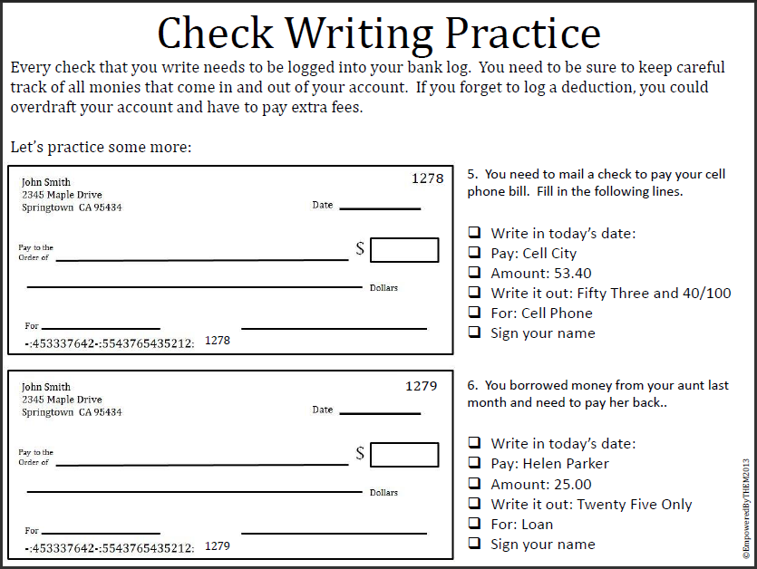 Empowered By THEM: Writing Checks