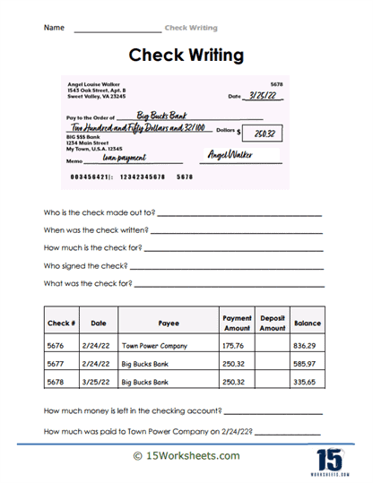 Check Writing Worksheets - 15 Worksheets Library