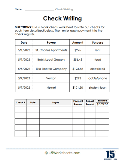 Check Writing Worksheets - 15 Worksheets Library