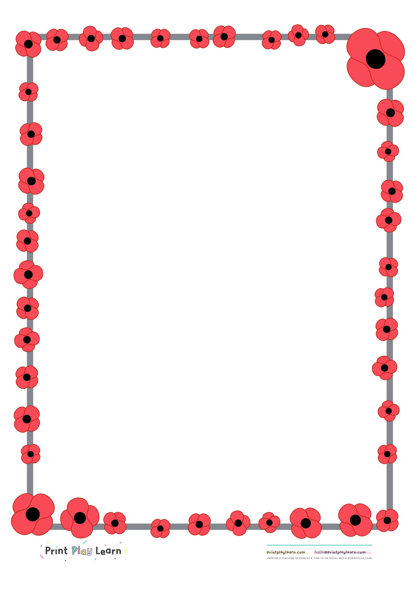Poppy Border Writing Paper - Printable Teaching Resources - Print ...