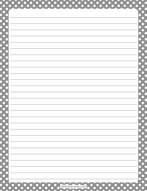 Printable Gray and White Polka Dot Stationery