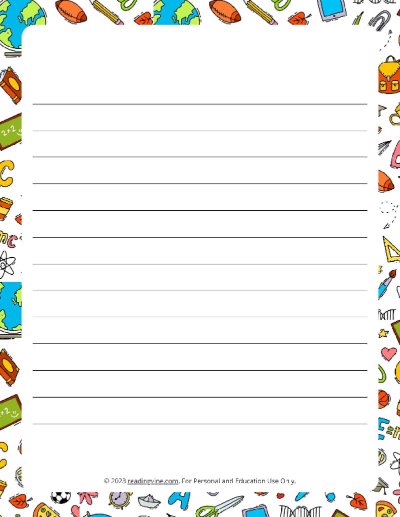 printable writing paper for students