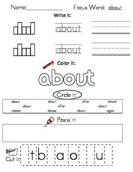 Writing Worksheets - 2nd Grade High Frequency Words