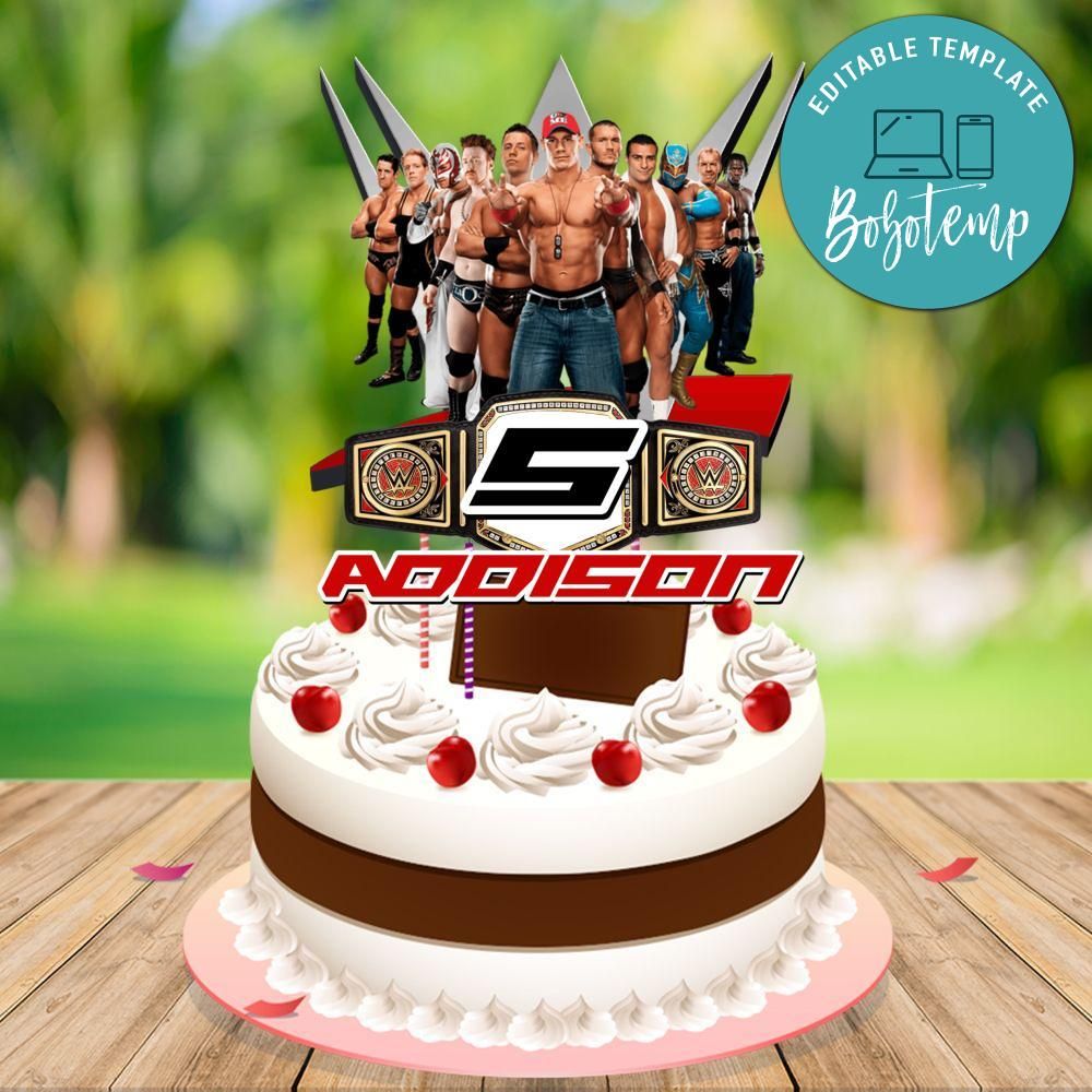 WWE Birthday Cake Topper Template Printable DIY | Bobotemp