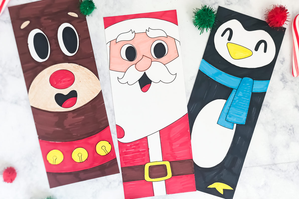 Free Printable Christmas Coloring Page Bookmarks For Kids