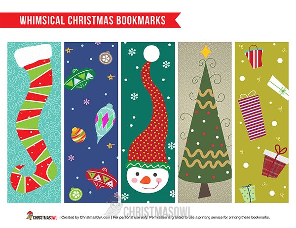 Printable Whimsical Christmas Bookmarks