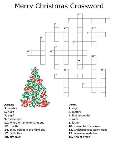 printable xmas crossword puzzles