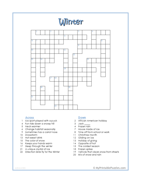 printable xmas crossword puzzles