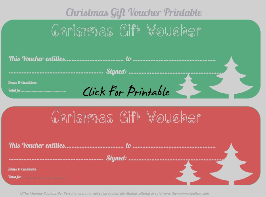 Free Printable Christmas Gift Vouchers - The Mummy Toolbox