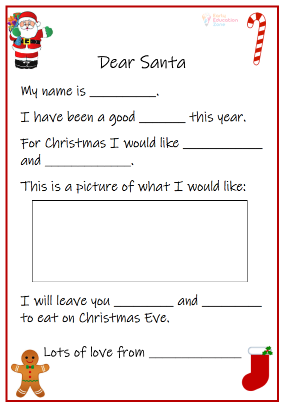 Free Printable Christmas Literacy Worksheets - Early Education Zone