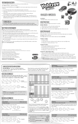 Yahtzee Rules Book - 2012