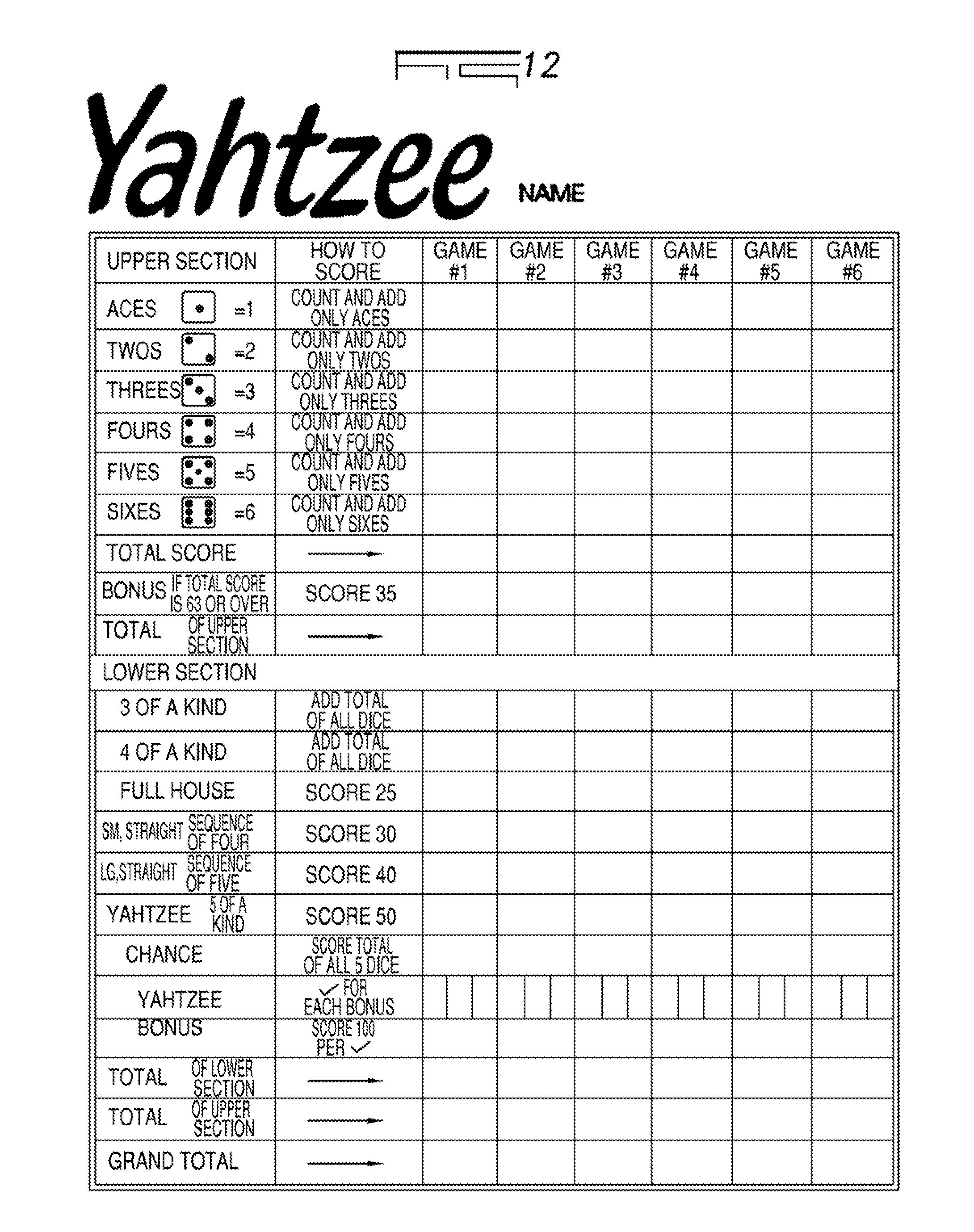 Large Yahtzee Score Sheets - 10 Free PDF Printables | Printablee