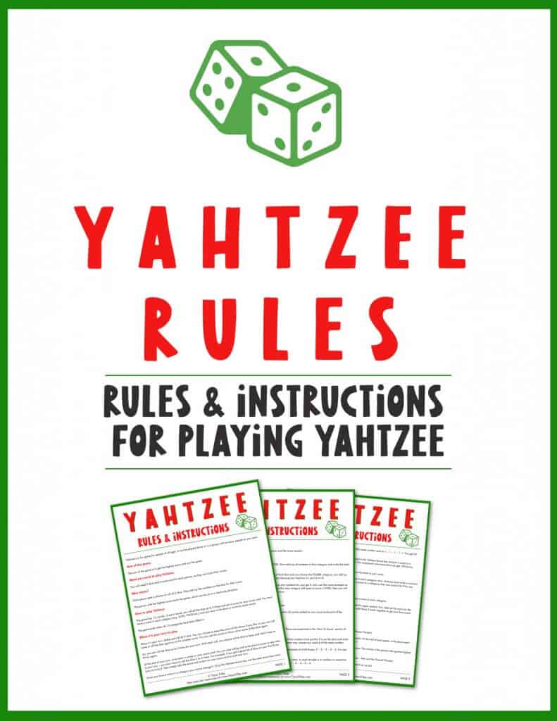 Christmas Yahtzee Rules and Yahtzee Score Cards - Tiara Tribe