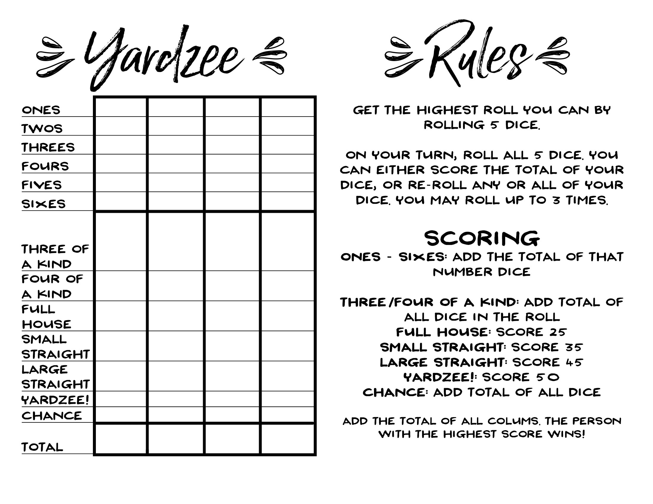 Yahtzee Instrucciones en Español - 2005
