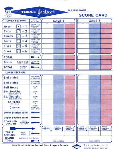 Free Printable YAHTZEE Scorecards - Bright &  Colorful for Kids ...