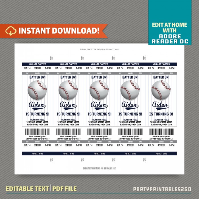 New York Yankees Baseball Ticket Invitation with FREE Thank you ...