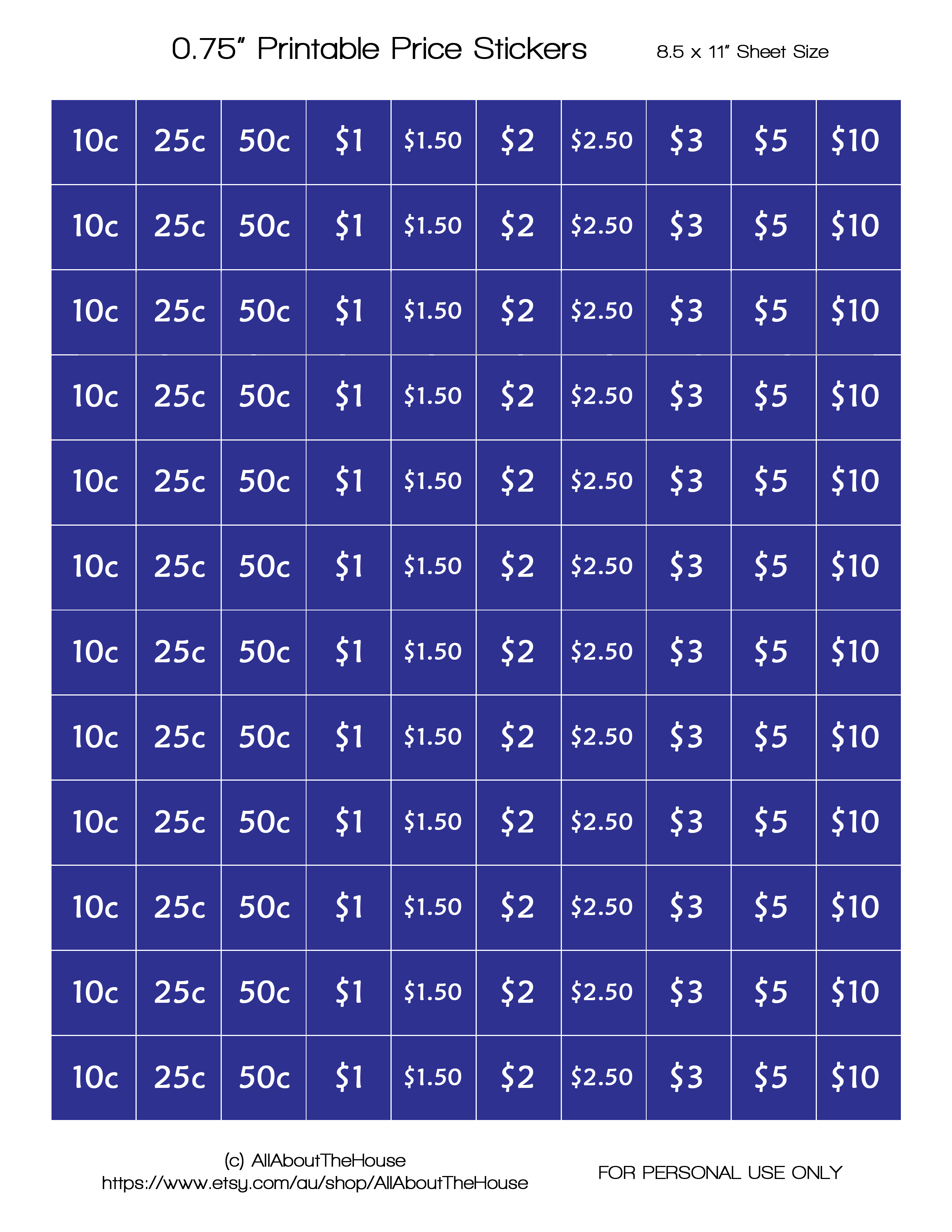 printable yard sale price signs