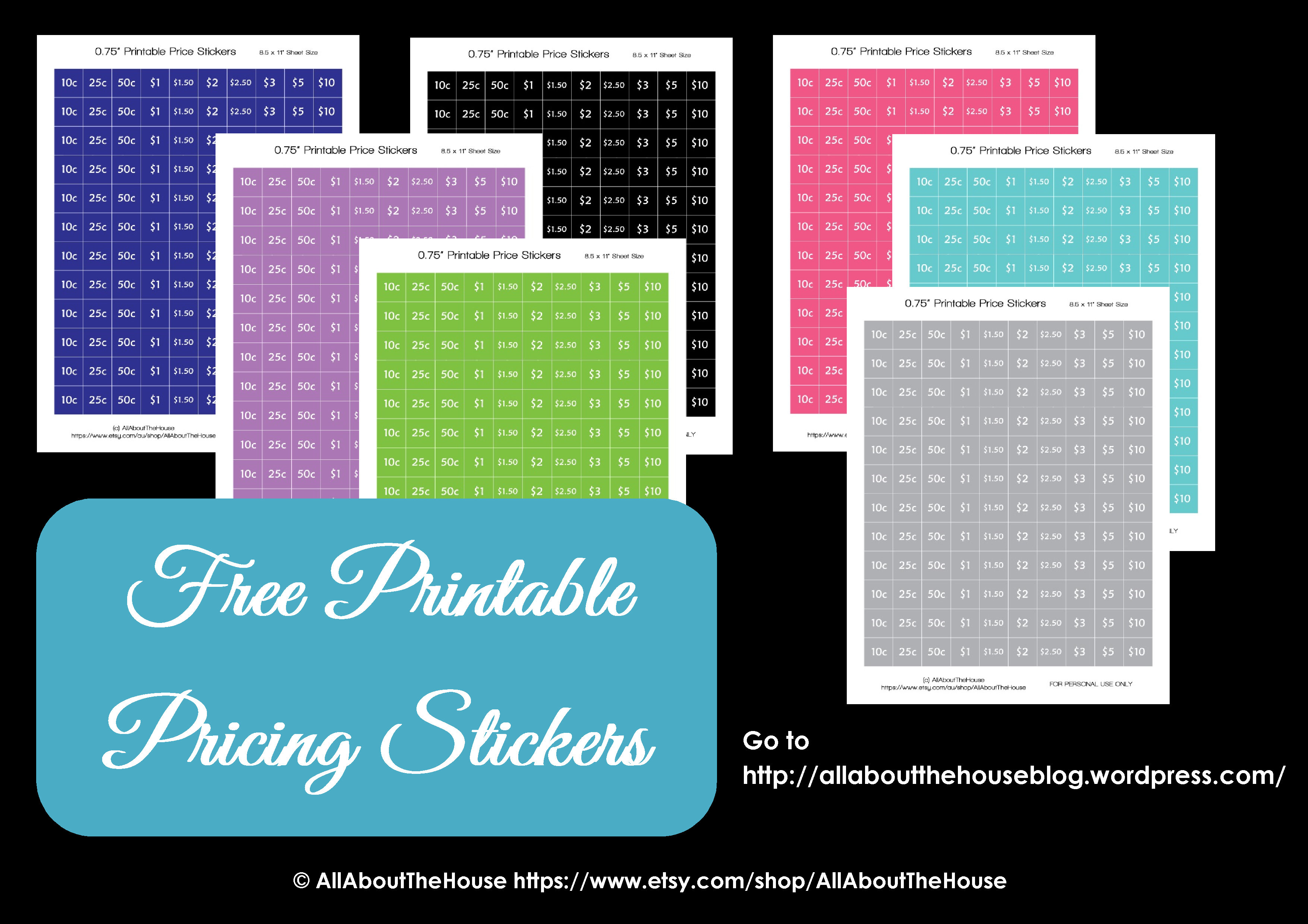 printable yard sale price signs