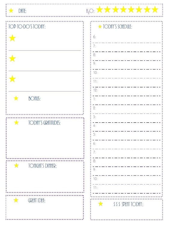 Planner Daily Page Printable Calendar for Instant Download ...