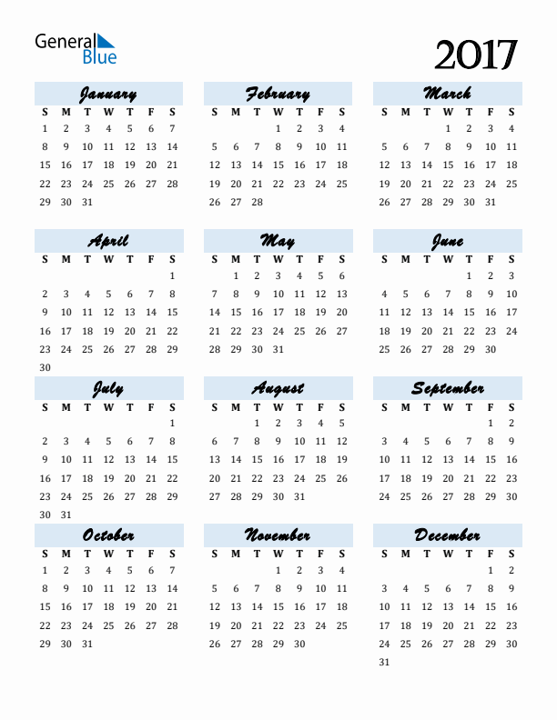 Free 2017 Calendars in PDF, Word, Excel