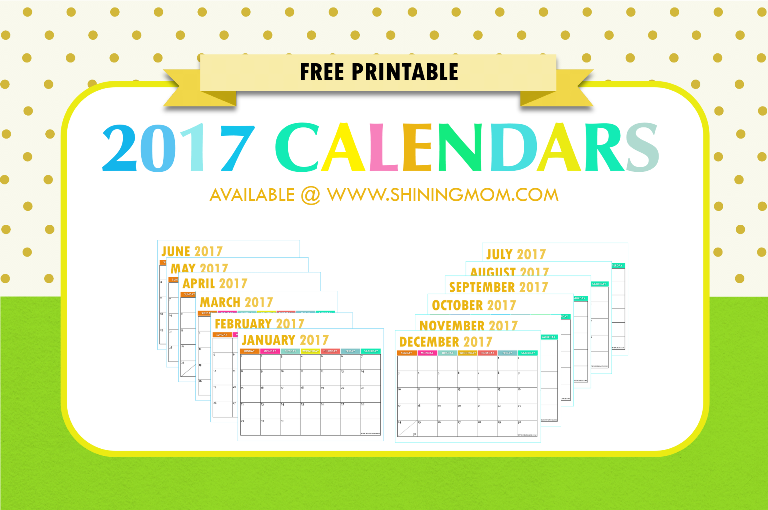 The Free Printable 2017 Calendar by Shining Mom