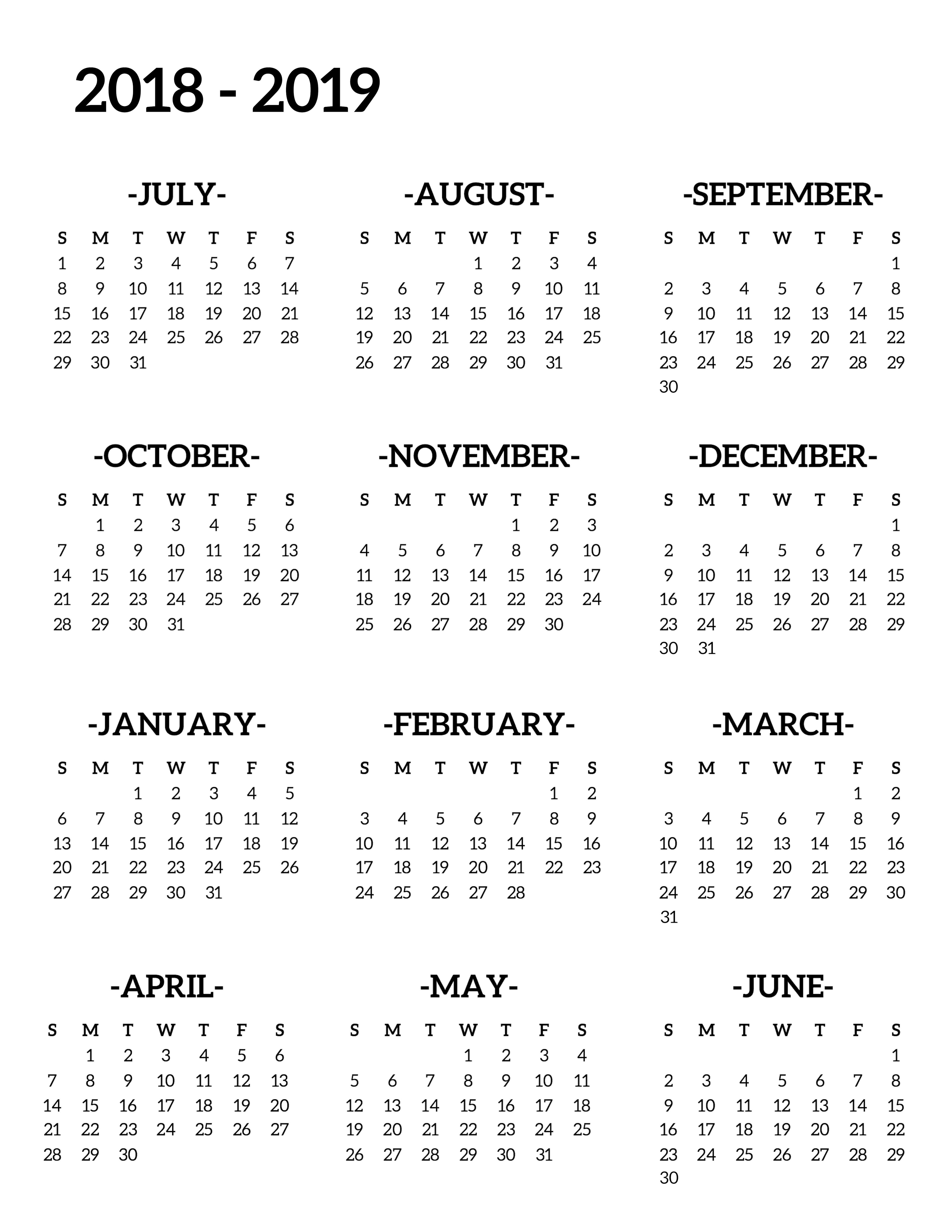 printable year planner april 2018 to march 2019
