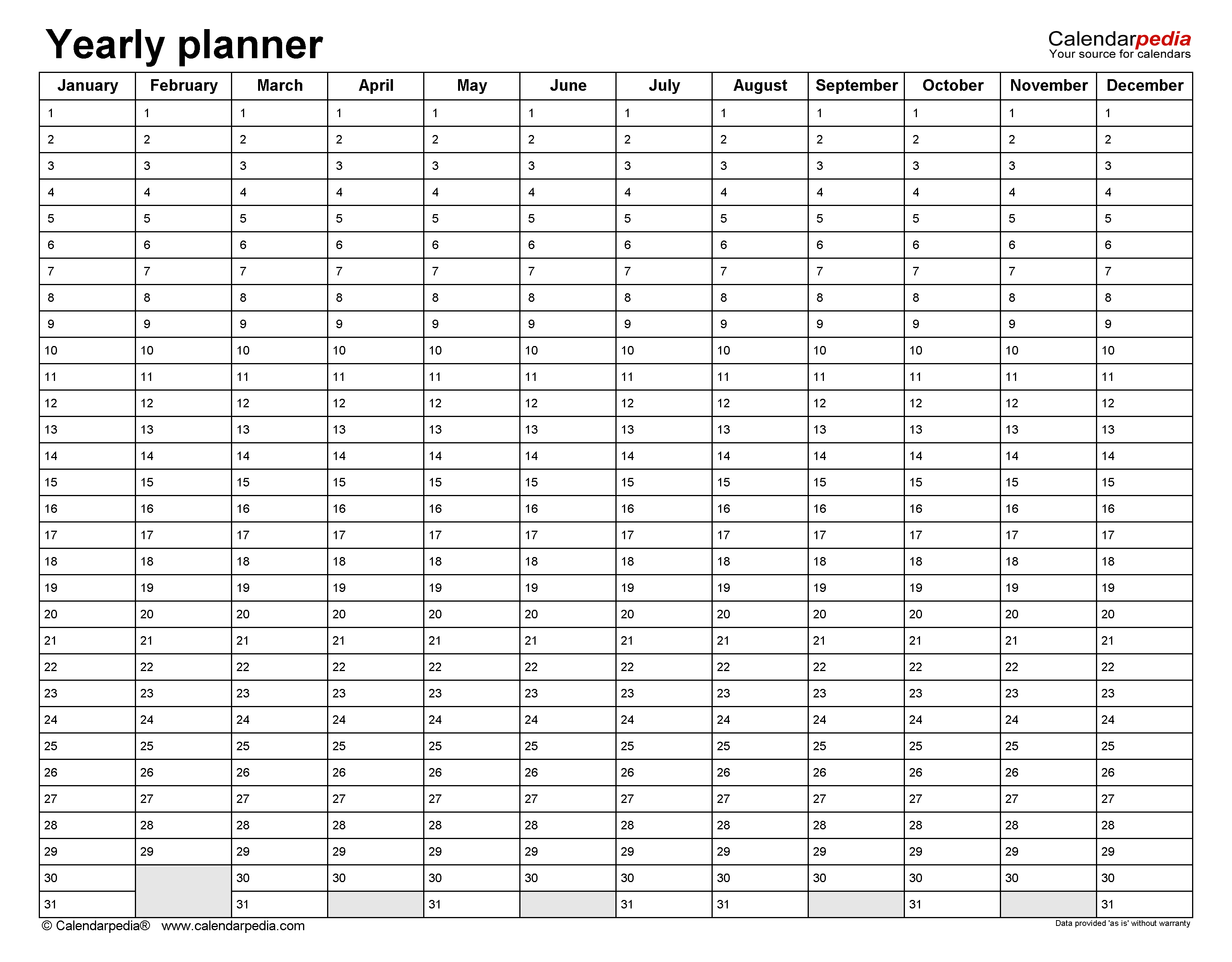 Free Yearly Planners in PDF Format - 36 Templates