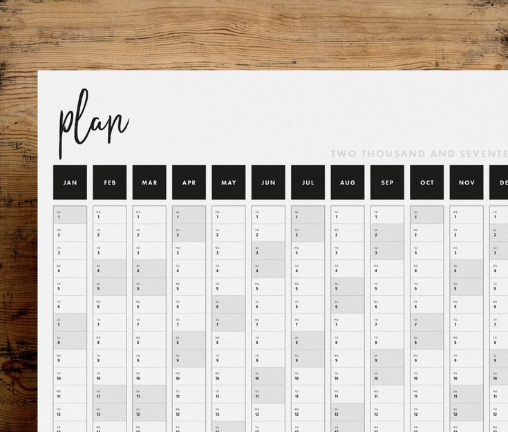 Printable PDF A2 Portrait Wall Planner 2017 12 Month Year | Etsy ...