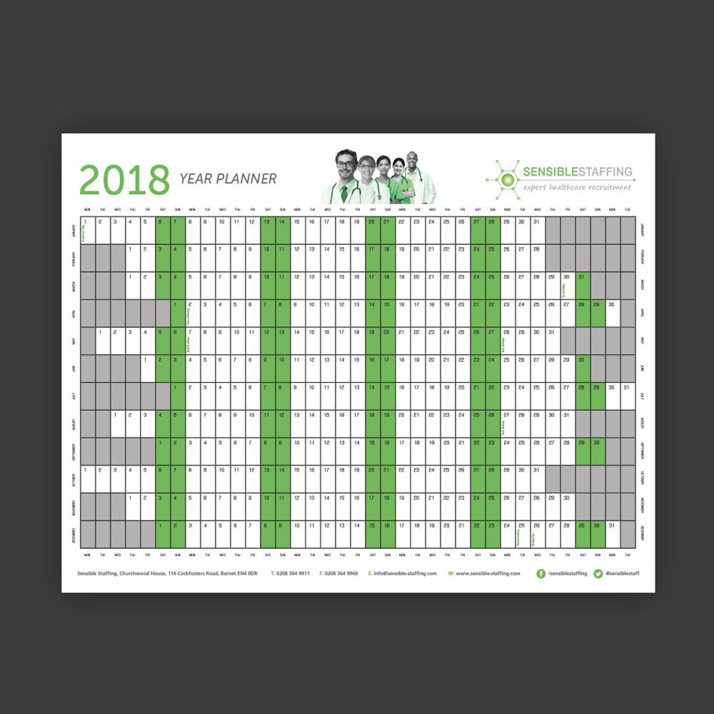 2018 A1 Wall Planners - FREE DESIGN