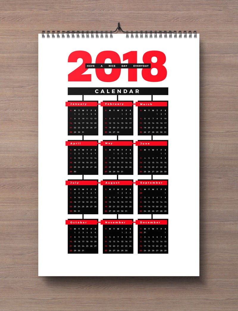 Premium Vector | 2018 Year, wall calendar and organiser decorated ...