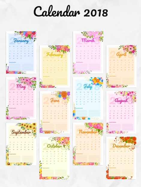 2018 Free Printable Wall Calendar