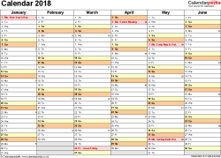 Calendar 2018 (UK) - 16 free printable PDF templates
