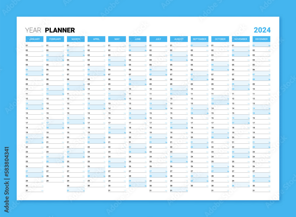 Planner calendar for 2024 year, wall organizer, yearly scheduler ...