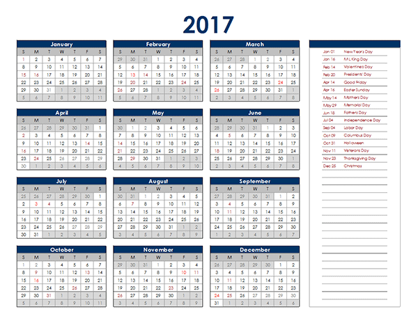 printable yearly planner 2017 nz
