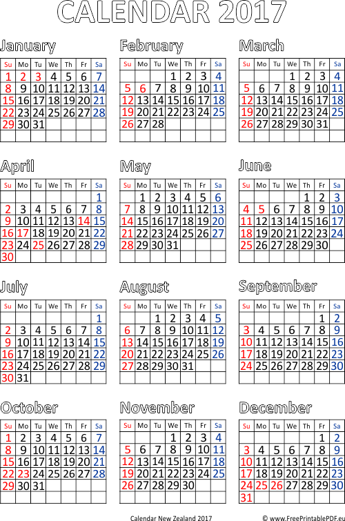 printable yearly planner 2017 nz