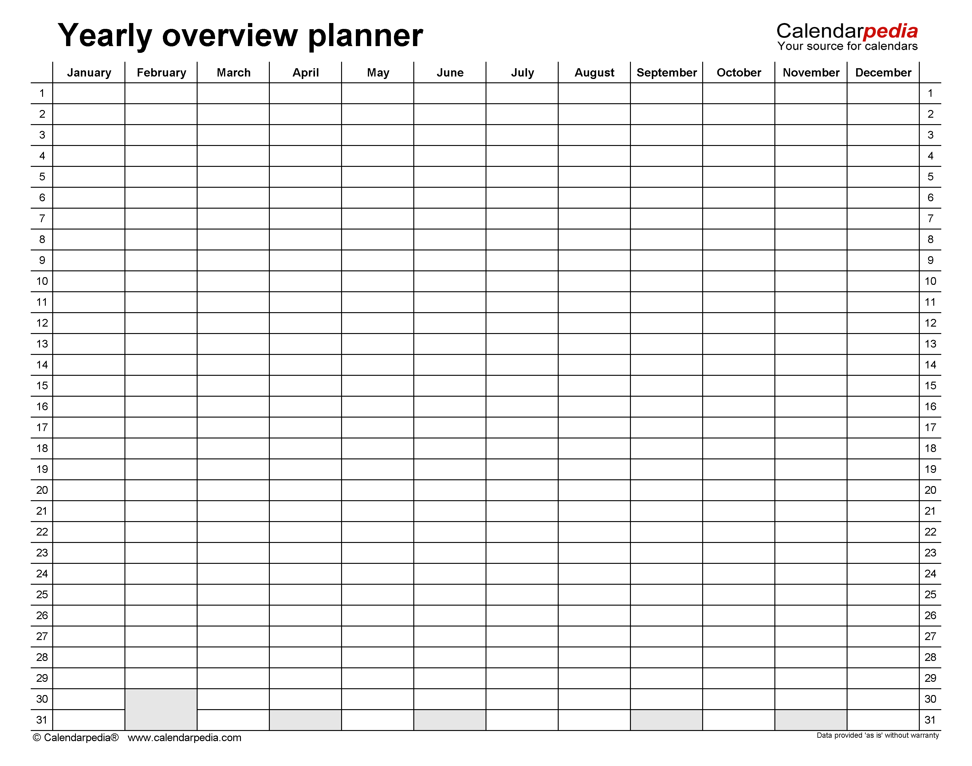 Free Yearly Planners in PDF Format - 36 Templates