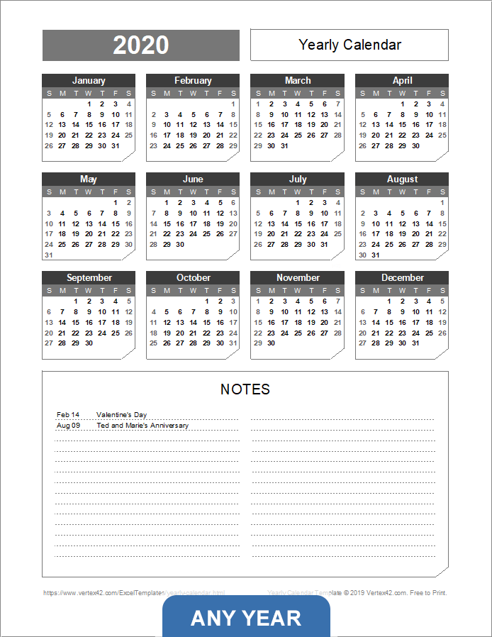 Yearly Calendar Template for 2024 and Beyond