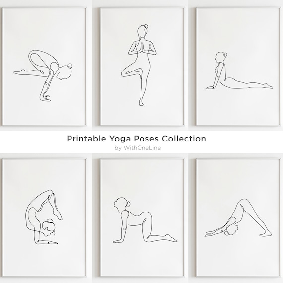 Printable Yoga Art, Set of 6 Prints, Yoga Poses Gift Ideas ...