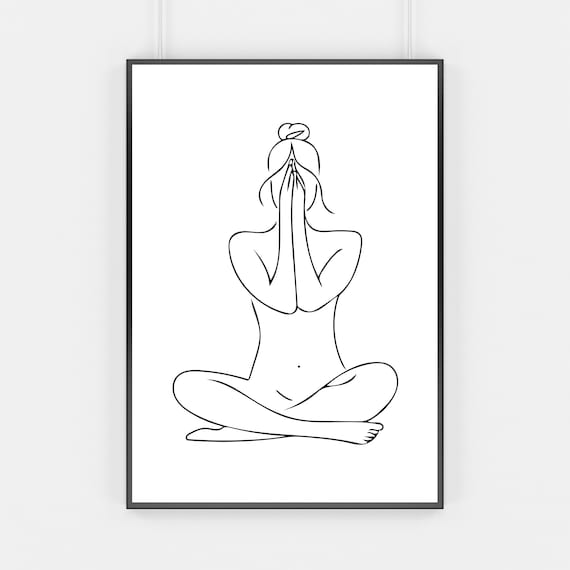 Printable Yoga Art Yoga Line Art Print Yoga Pose Minimalist ...