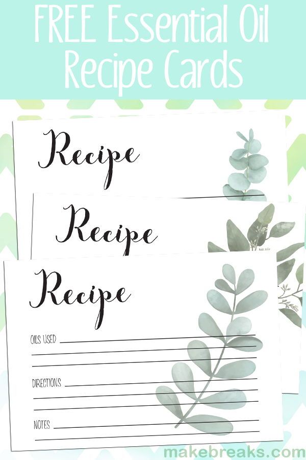 Free Essential Oils Recipe Cards - Eucalyptus Plant Design - Make ...